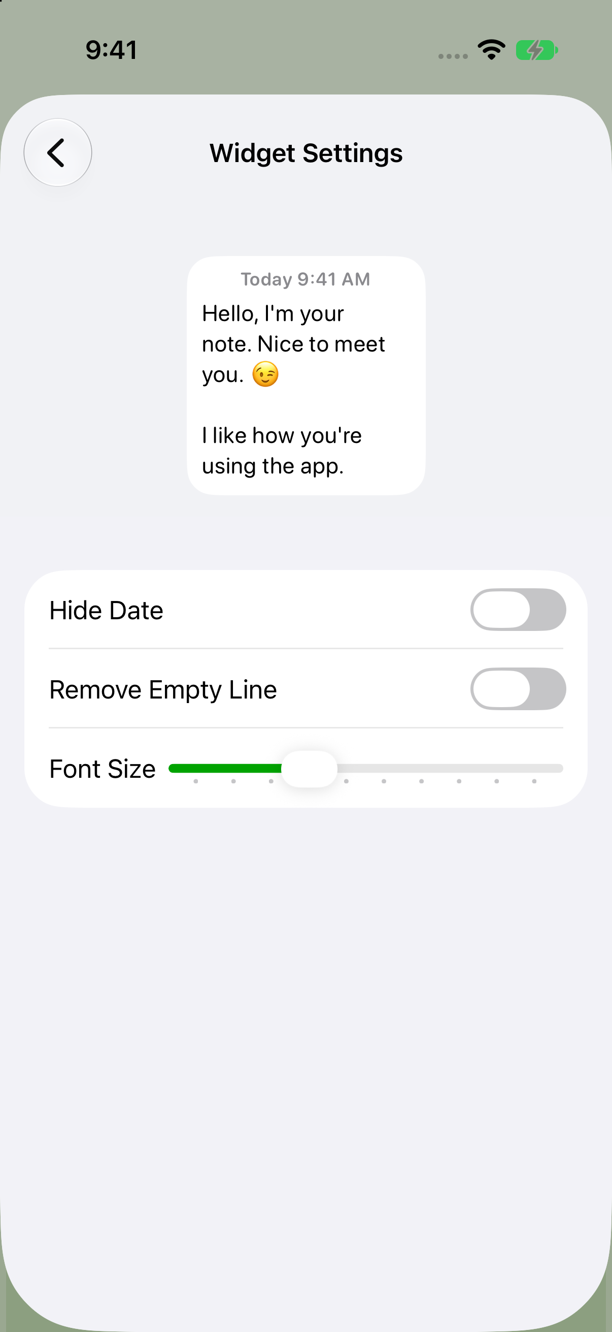 Widget settings in Hi Sticky+