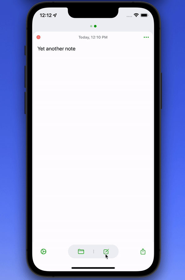 Adding a new note on iOS