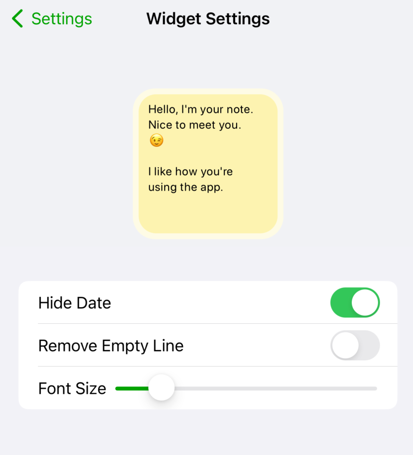 Widget settings in Hi Sticky+
