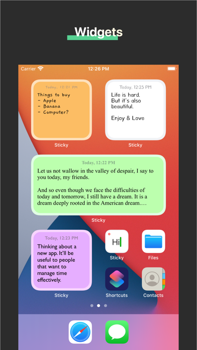 Hi Sticky widgets on iPhone