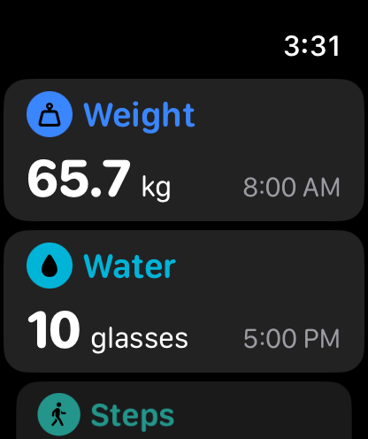Sum of Days overview on Apple Watch.